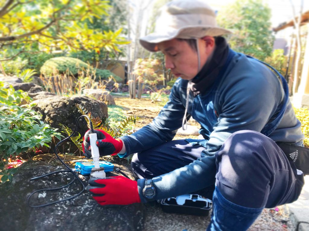 pH EC 測定器 土壌 試料 電極 植栽基盤調査