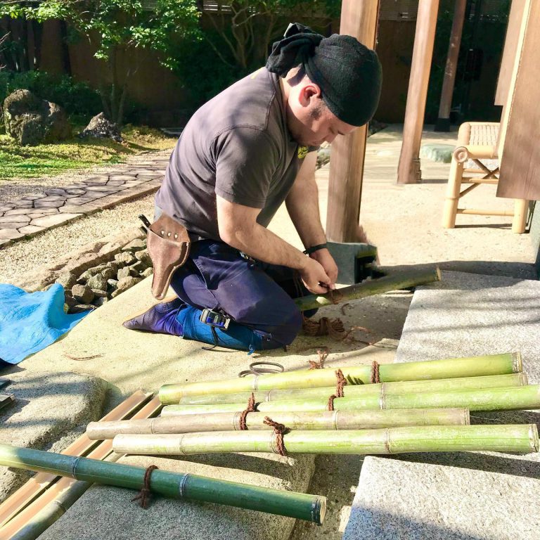 竹 縄 結束 竹垣づくり 作業スタッフ