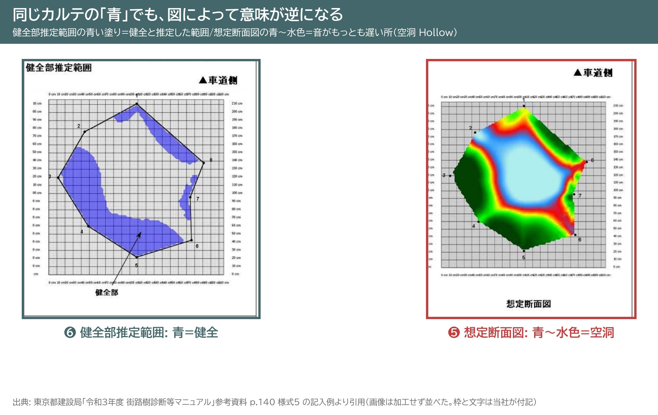 アーボソニック 健全部推定範囲 想定断面図 青 意味 違い 記入例