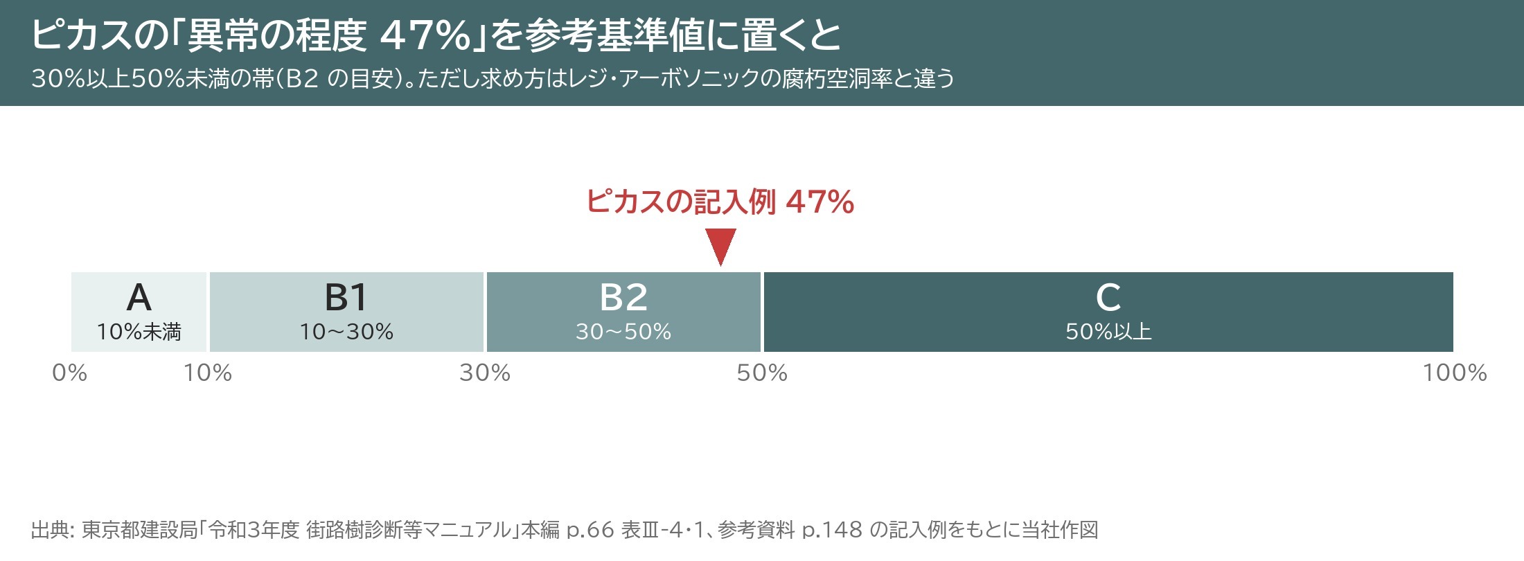 ピカス 異常の程度 47% 腐朽空洞率 参考基準値 B2 総合判定