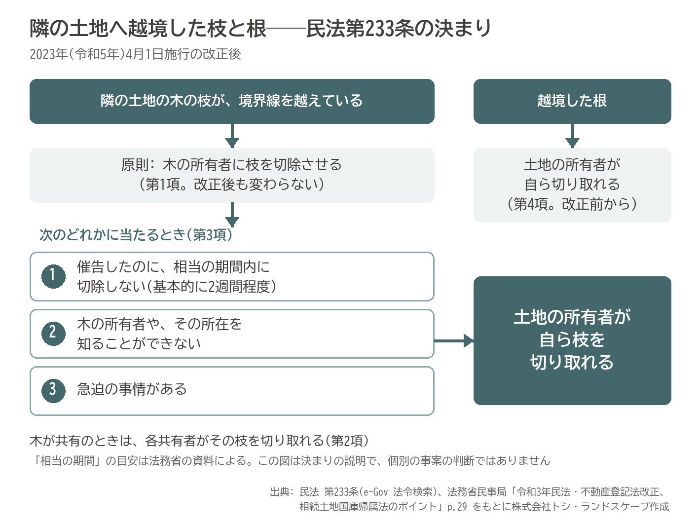 民法233条 越境した枝 切除 催告 相当の期間 根 切り取り 流れ 図
