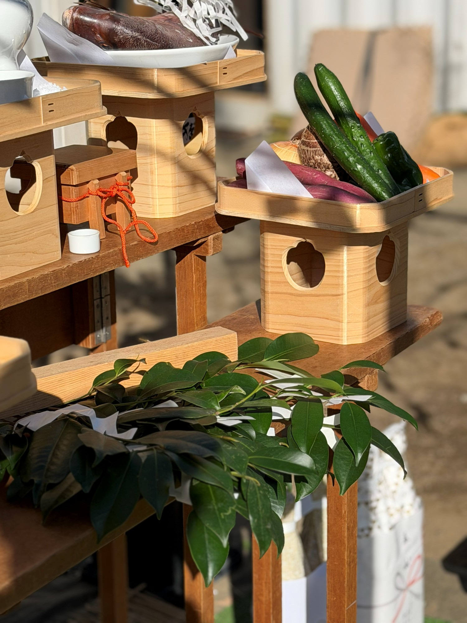 地鎮祭 榊 お供え 三方 野菜 祭壇