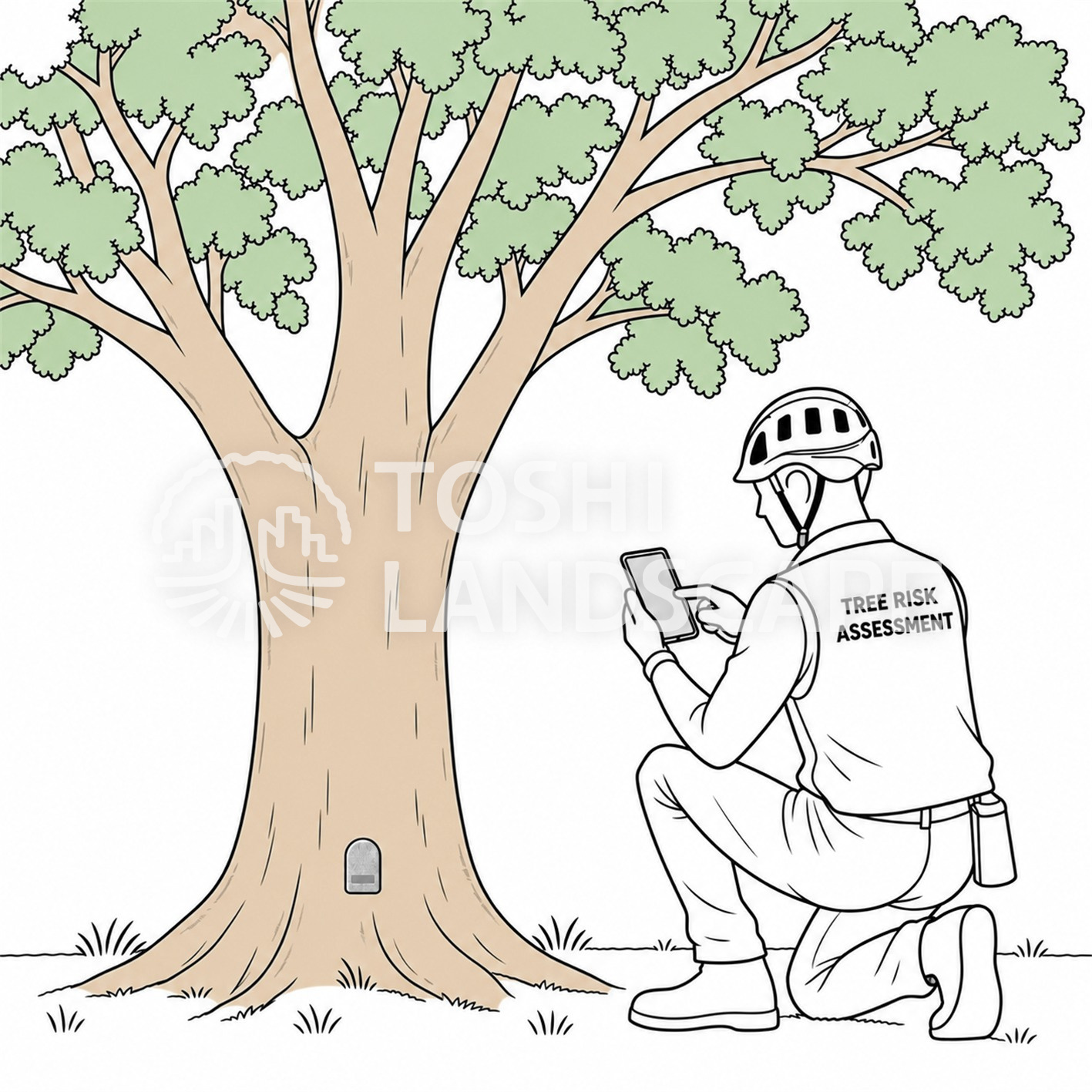 ツリーモーション アプリ IML Tree Motion スマートフォン 記録の開始 根元のセンサー 樹木医 図解