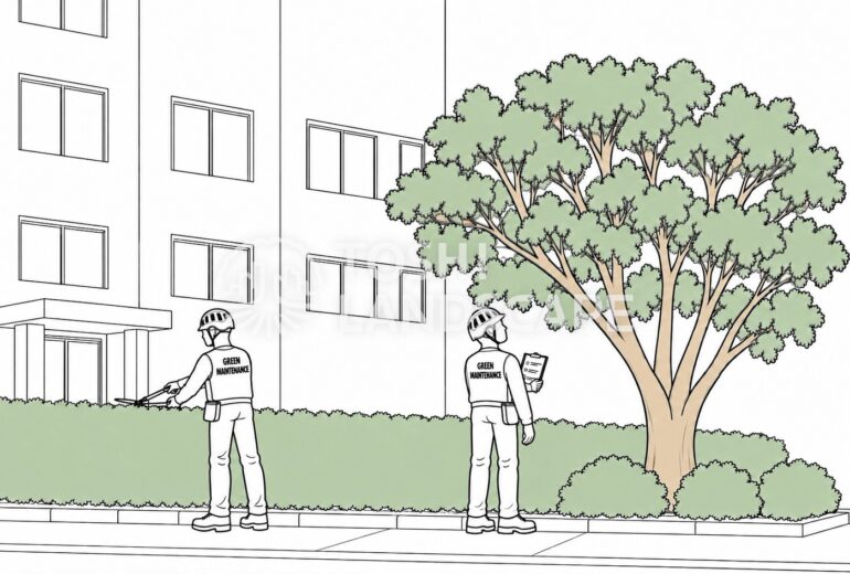 植栽管理とは マンション 生垣の刈込 樹木医の点検 ケヤキ 年間管理