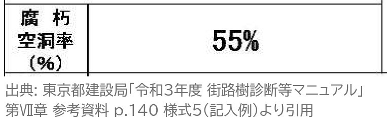 アーボソニック 腐朽空洞率 55% 記入例