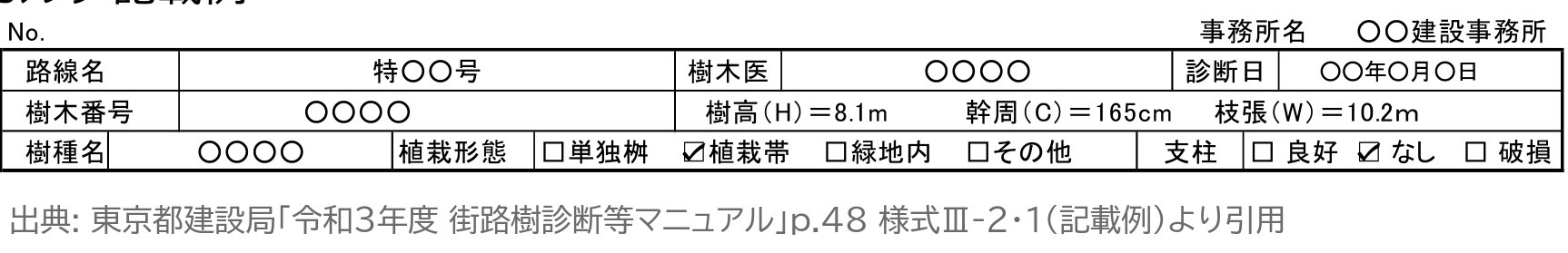 街路樹診断カルテ 記載例 基本情報 東京都 街路樹診断等マニュアル