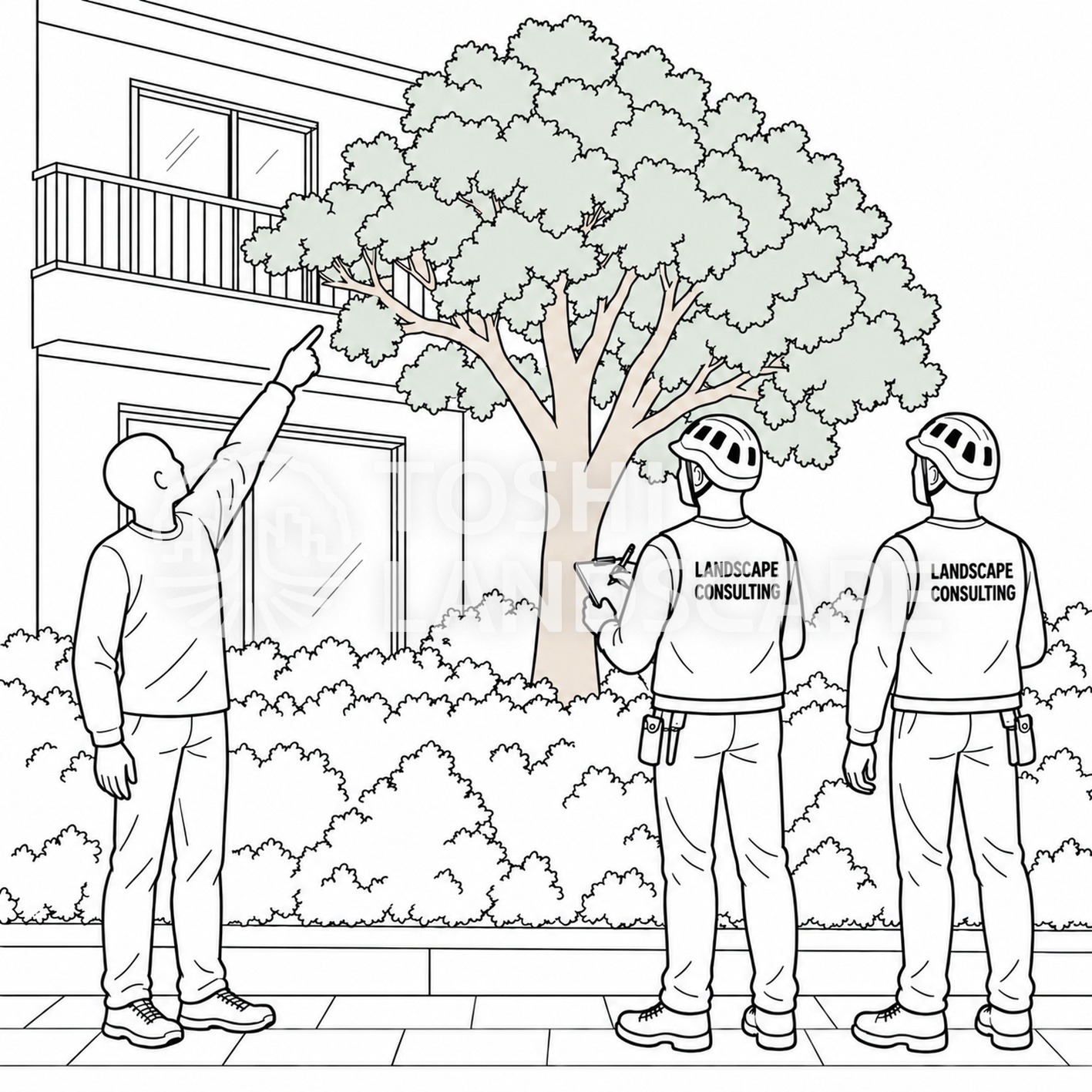 マンション 専用庭 居住者 面談 植栽 要望 聞き取り 管理組合 コンサルティング イラスト