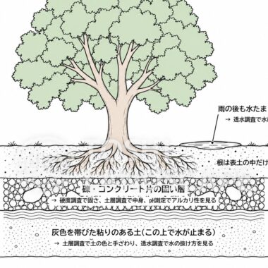 土壌調査 結果 読み方 植栽基盤 硬度 透水 土層 pH 樹木医