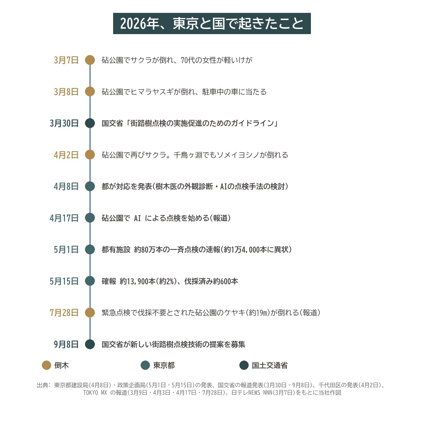 2026年 砧公園 倒木 千鳥ヶ淵 一斉点検 国土交通省 ガイドライン 街路樹点検 東京都