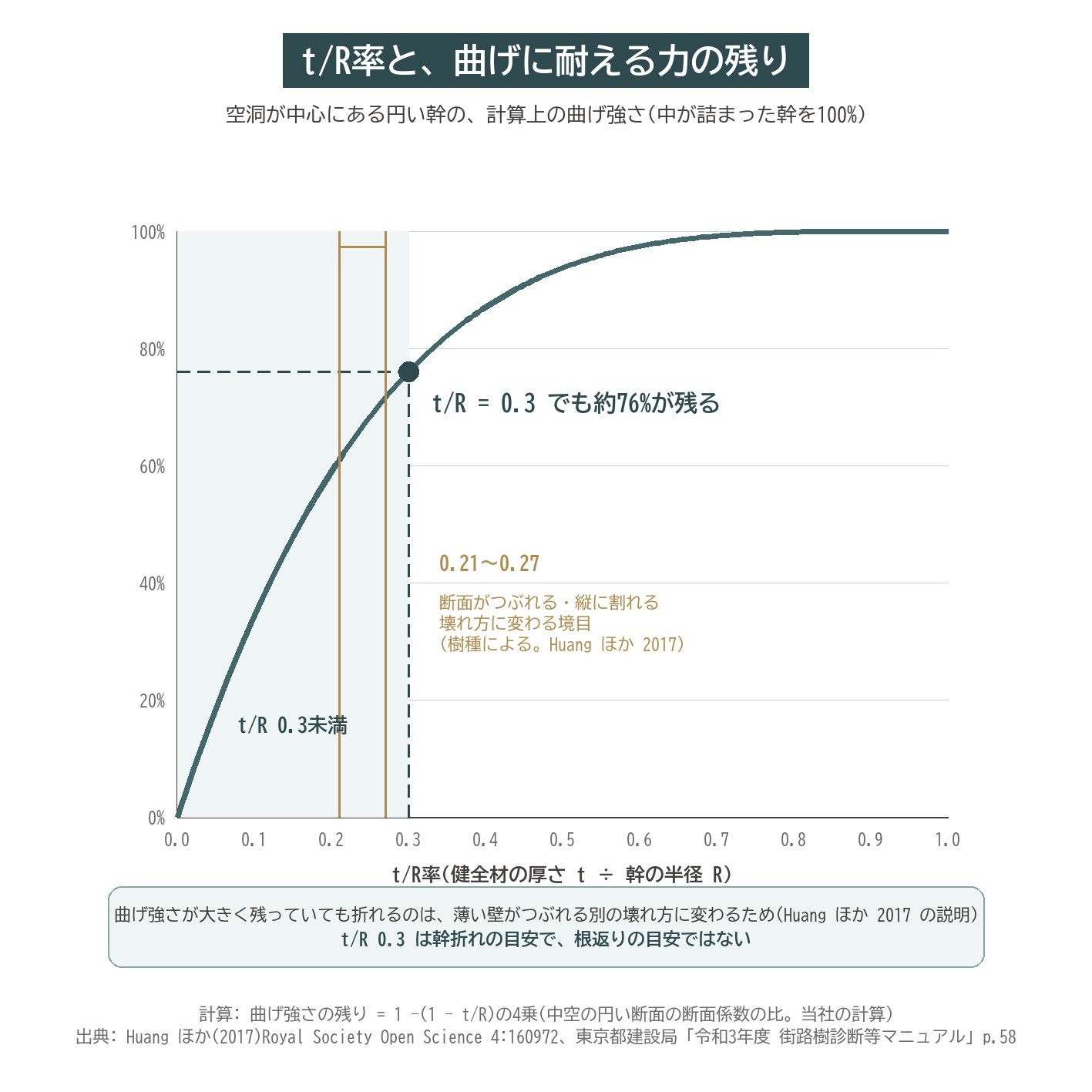 t/R率 曲げ強さ 残り 76% 0.3 中空 幹 計算 グラフ